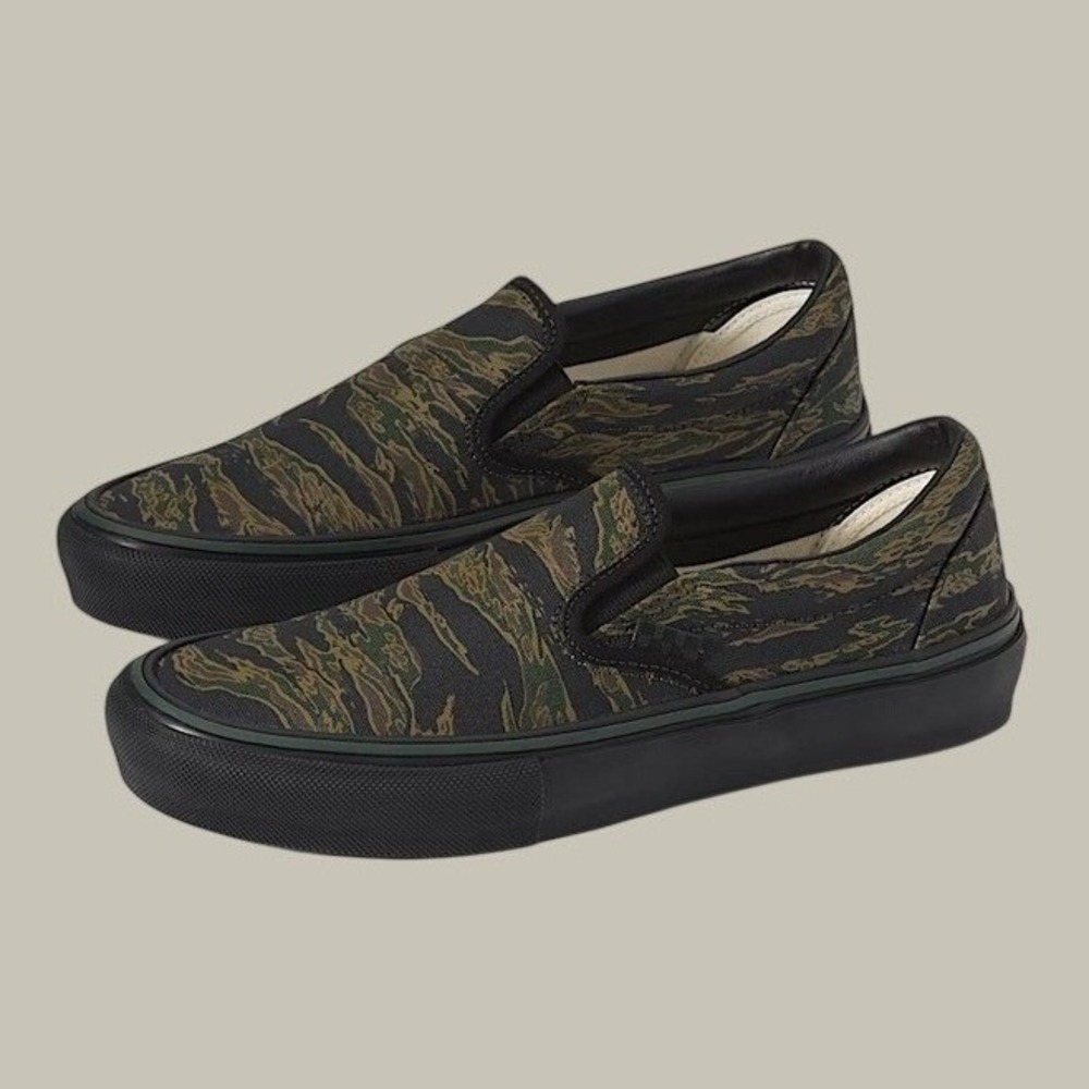 Vans Skate Slip-On Tiger Camo Black Shoes VN0A5FCAAUH Men's Size 9.5 NEW